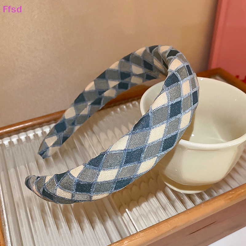 {Ffsd} Băng Đô Cài Tóc Bằng Xốp Kẻ Sọc Caro Bằng Vải Thời Trang Thông Thường Đa Năng Dành Cho Bạn Nữ * Hàng Bán Chạy