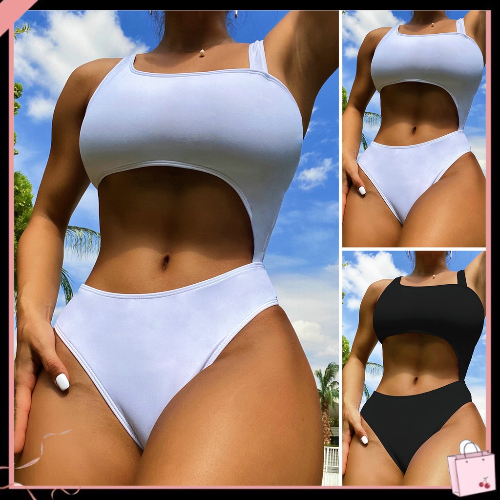 {Soltweter} Bộ Đồ Bơi Bikini Màu Trơn Có Đệm Ngực Không Dây Mỏng Vừa Vặn Cho Nữ Hoạt Động Ngoài Trời