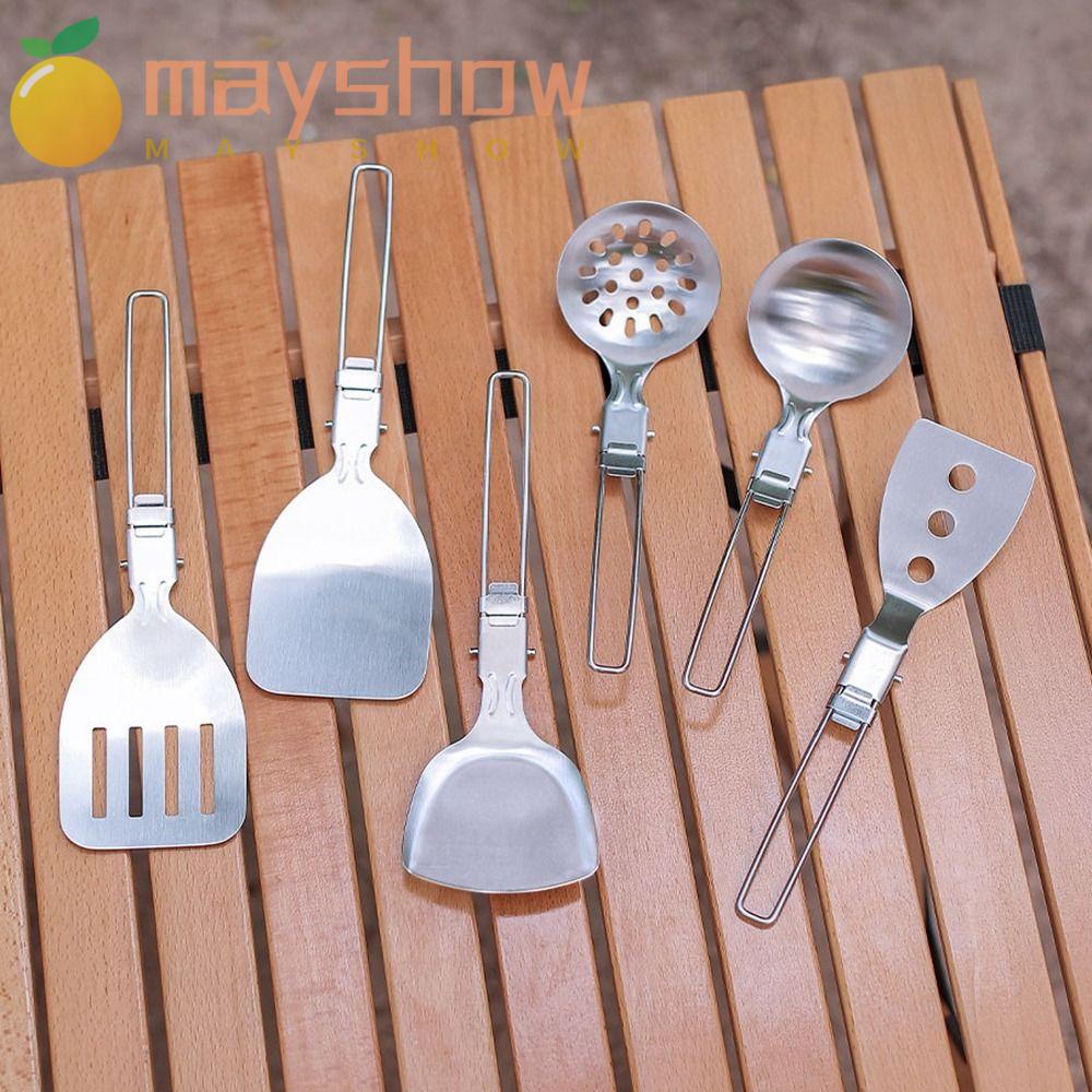 MAYSHOW Xẻng Nấu Ăn Bằng Thép Không Gỉ Chất Lượng Cao Có Thể Gấp Gọn Tiện Dụng