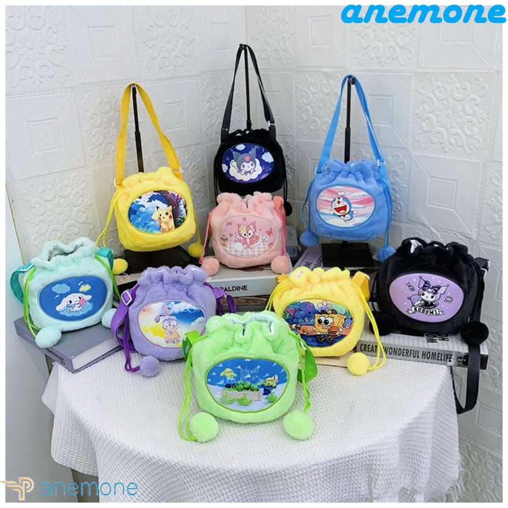 ANEMONE Túi Đeo Chéo Hình Pokemon Cinnamoroll Bằng Lông Nhung Dễ Thương Xinh Xắn