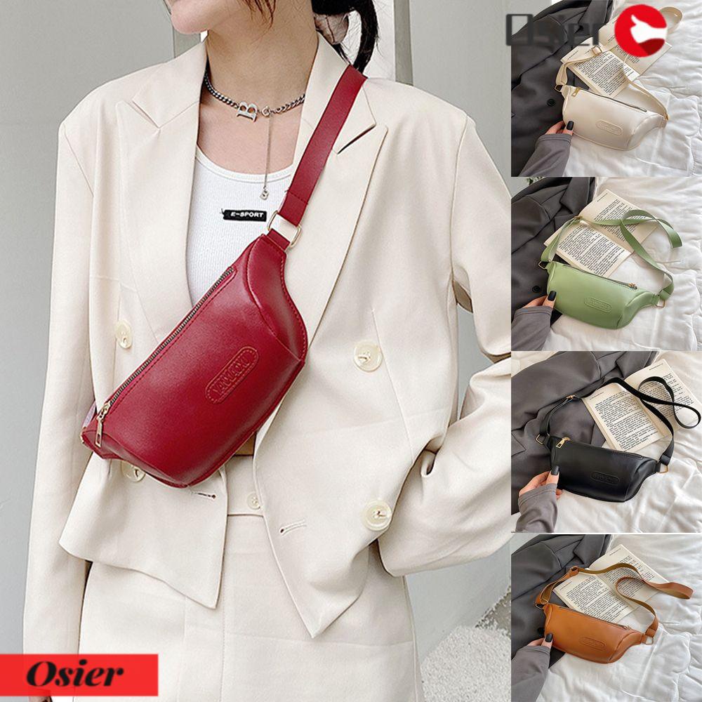 OSIER1 Túi Đeo Chéo Ngực Bằng Da PU Chống Thấm Nước Phong Cách Thể Thao Thời Trang Cho Nữ