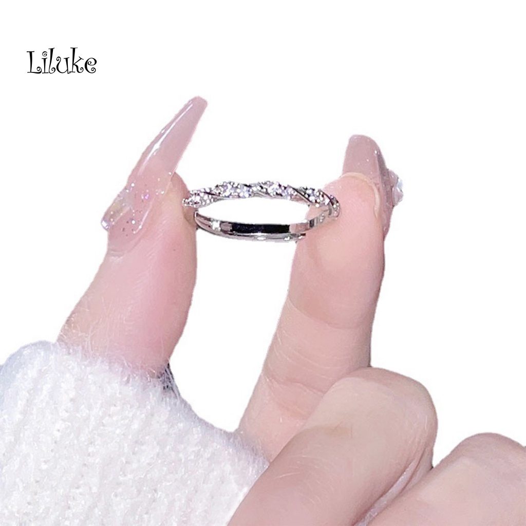 Nhẫn Đồng Đính Đá Lấp Lánh Có Thể Điều Chỉnh Thời Trang Mặc Hàng Ngày