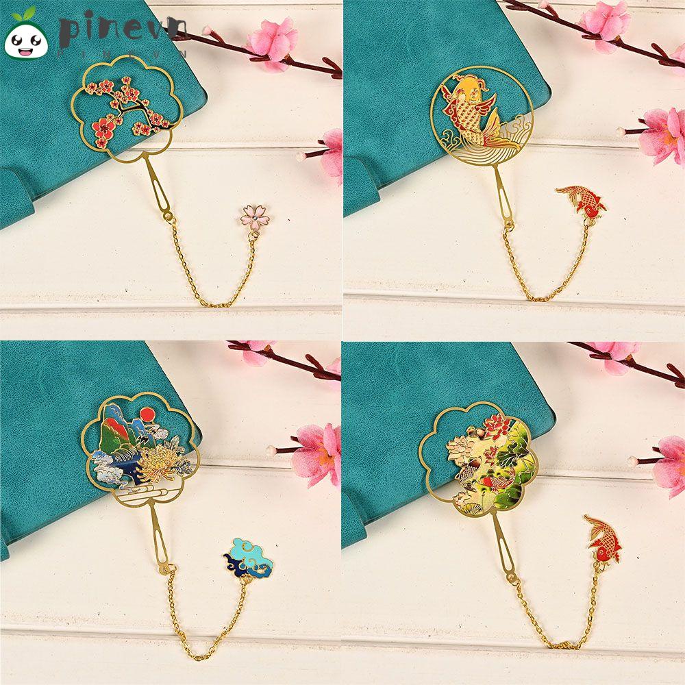 PINEVN Thẻ Đánh Dấu Trang Sách Bằng Đồng Thau Kiểu Trung Hoa Dễ Thương