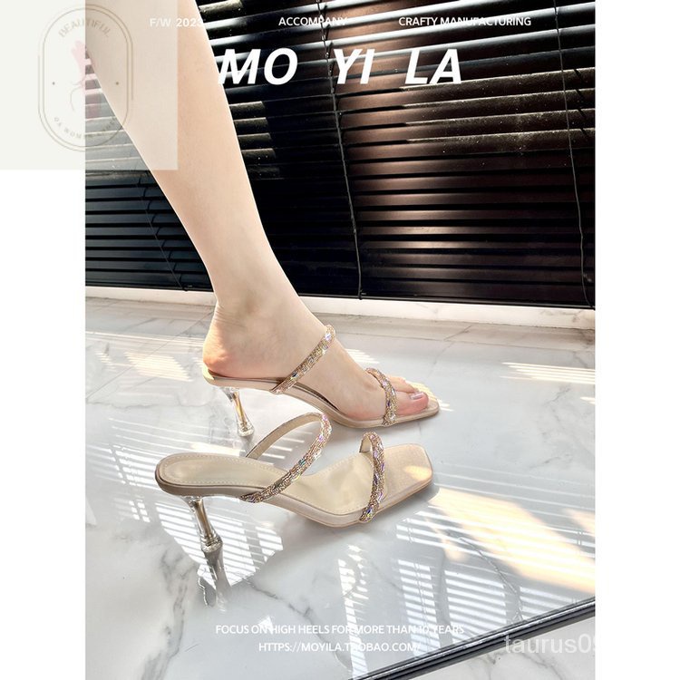 Sandal Cao Gót 6-8cm Chất Liệu Cao Su PU Phong Cách Thời Trang Mới 2023