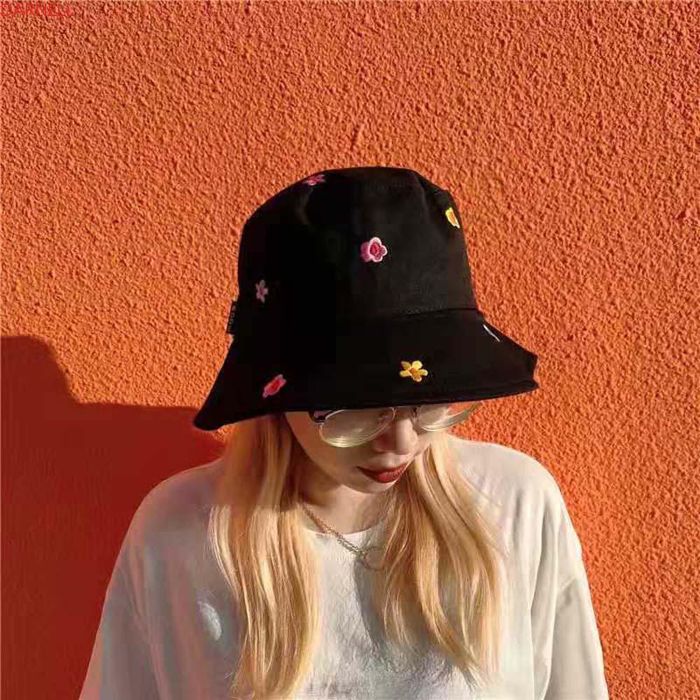 DARNELL Mũ Bucket Chất Liệu Cotton Thêu Hoa Thời Trang Mùa Hè Hàn Quốc Cho Nữ