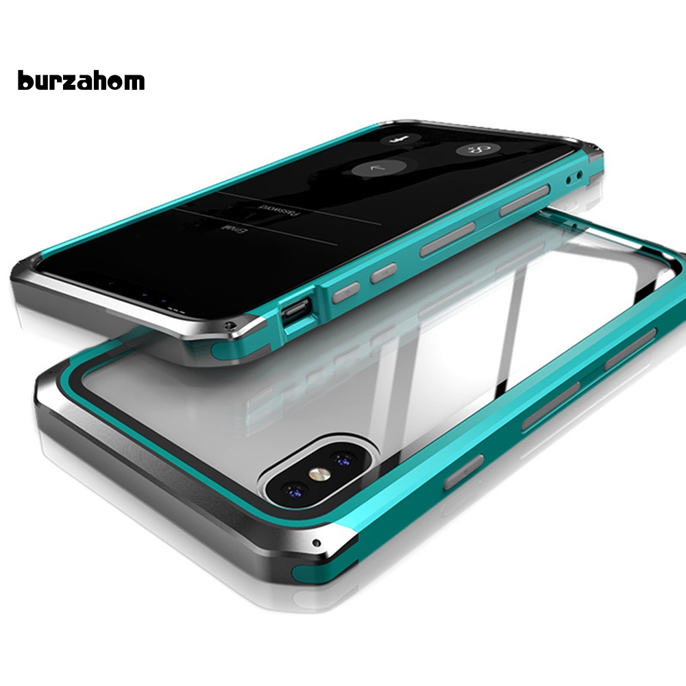 Ốp Điện Thoại Mặt Kính Cường Lực Viền Kim Loại Chống Sốc Cho iPhone 7 / 8 / X / XS / XR