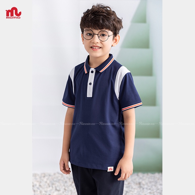 Áo thun Polo bé trai Riomio cotton thoáng mát thấm hút mồ hôi style Hàn Quốc đi học du lịch 5,6,7,8,9,10,11 tuổi RA669