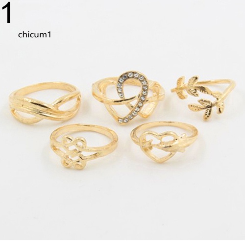 Set 5 Nhẫn Đeo Giữa Ngón Tay Thời Trang Cho Nữ