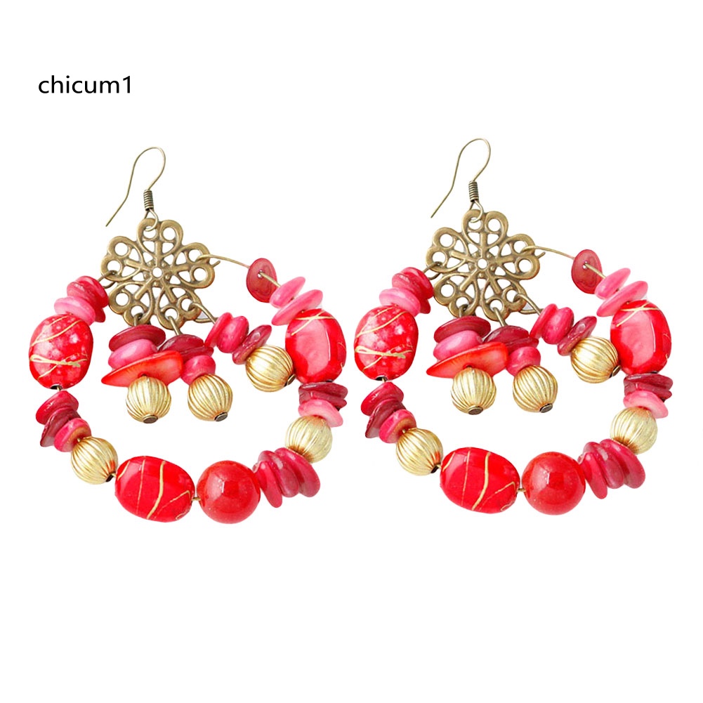 Khuyên Tai Dạng Móc Xỏ Hạt Nhiều Màu Kiểu Bohemia Cho Nữ