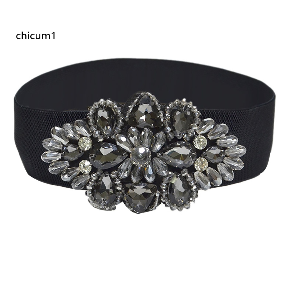 Thắt Lưng Nữ Co Giãn Mặt Hoa Đính Đá Nhiều Màu Sắc
