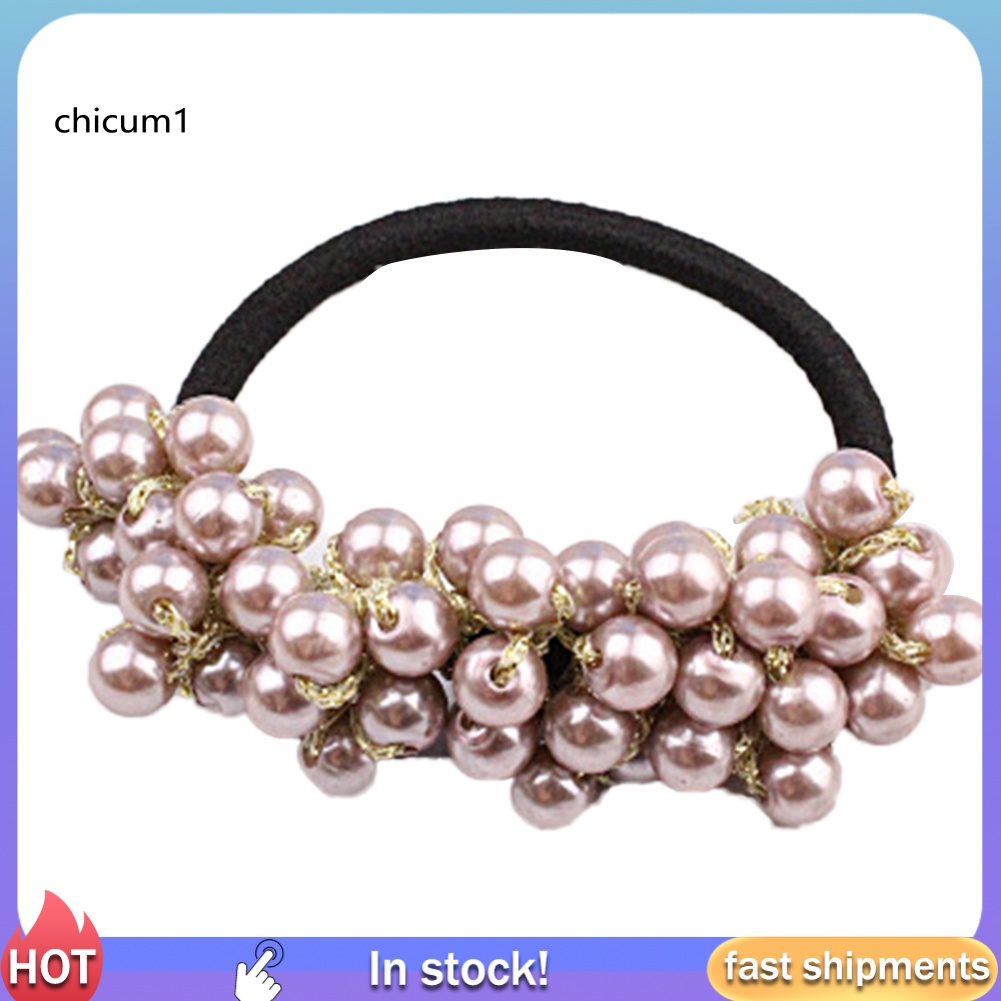 Dây Cột Tóc Đính Hạt Ngọc Trai Nhân Tạo Handmade Thời Trang Cho Nữ