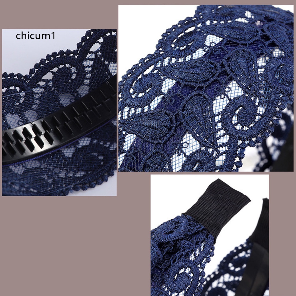 Băng Đô Cài Tóc CC Chống Trượt Thêu Ren Có Răng Bản Rộng Độ Bền Cao Thanh Lịch Cố Định Dành Cho Bạn Nữ Dự Tiệc