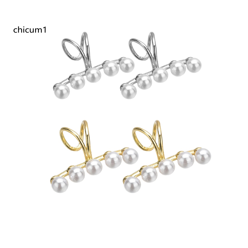 Khuyên Kẹp Vành Tai Đính Ngọc Trai Nhân Tạo Thời Trang Dự Tiệc Cho Nữ