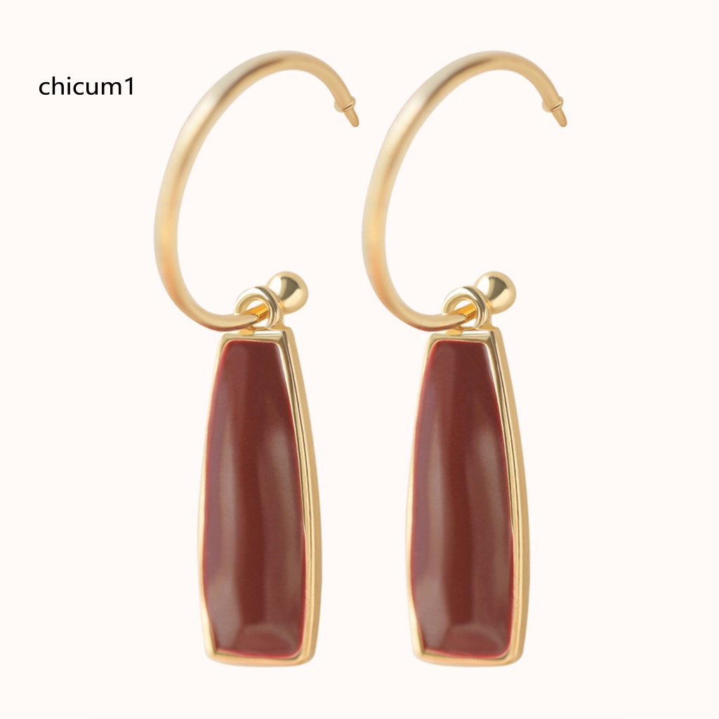 1 Đôi Bông Tai Dạng Kẹp Mạ Bóng Cao Hình Học Quyến Rũ Cho Nữ