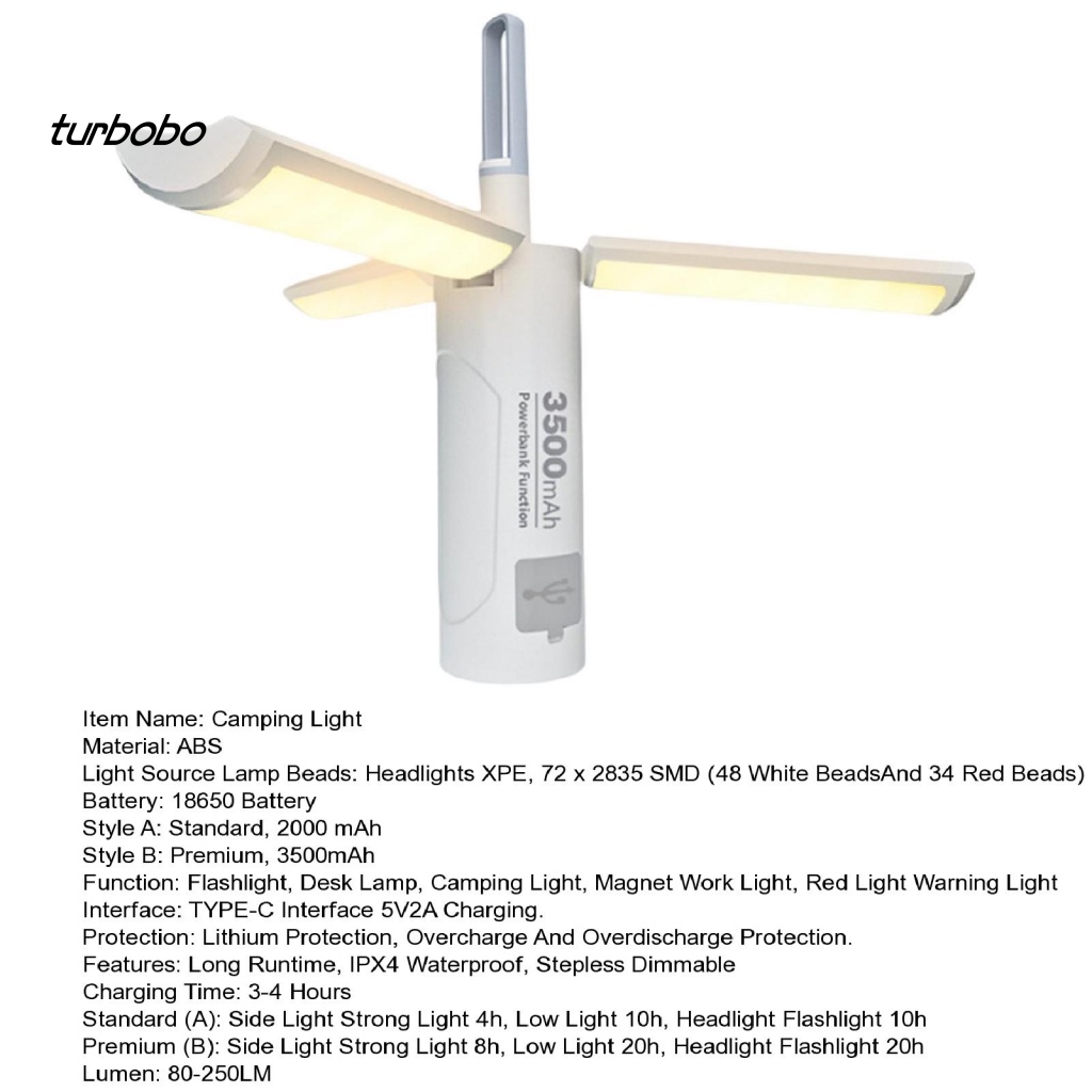1 Bộ Đèn Chiếu Sáng Chống Thấm Nước Có Thể Gấp Lại Tiện Lợi Dành Cho Cắm Trại Ngoài Trời