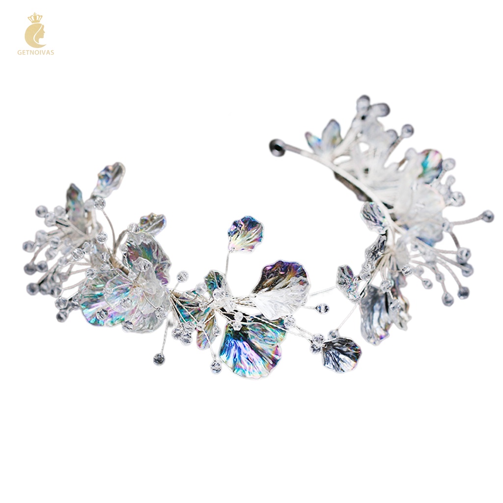 GETNOIVAS Băng Đô Hoa Trong Suốt Đính Pha Lê Lấp Lánh Sang Trọng