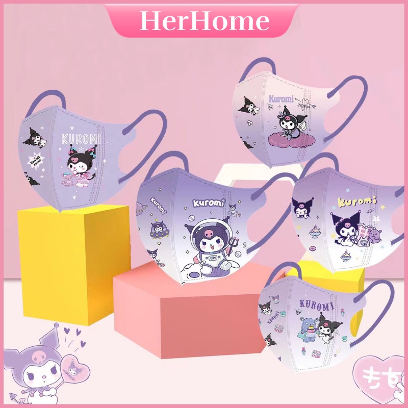 SANRIO Bộ 30 Khẩu Trang Chống Bụi In Hoạt Hình kuromi 3d Dành Cho Trẻ Em h0255