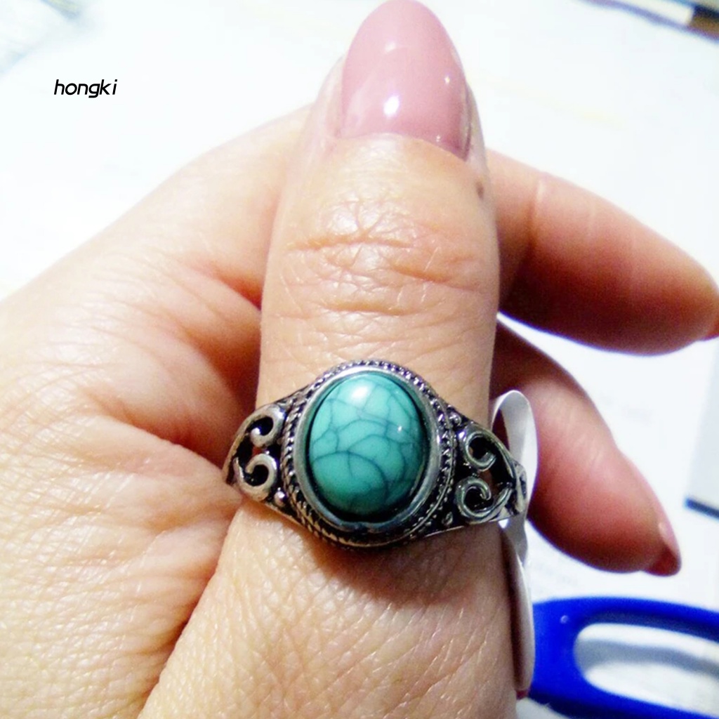 Nhẫn ĐíNh Đá NgọC Lam Giả Phong CáCh Vintage