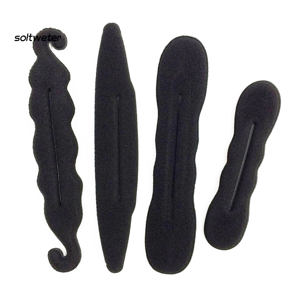 Bộ 4 Dụng Cụ Tạo Kiểu Tóc Hình Bánh Donut Bằng Xốp Tiện Dụng Cho Nữ
