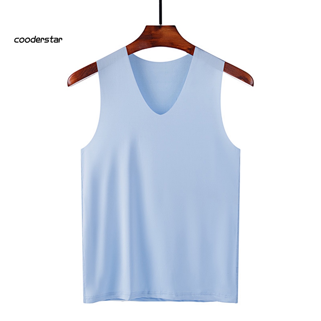 Áo Thun Ba Lỗ Cổ Chữ V Vải Lụa Lạnh Nhanh Khô Thời Trang Cho Nam