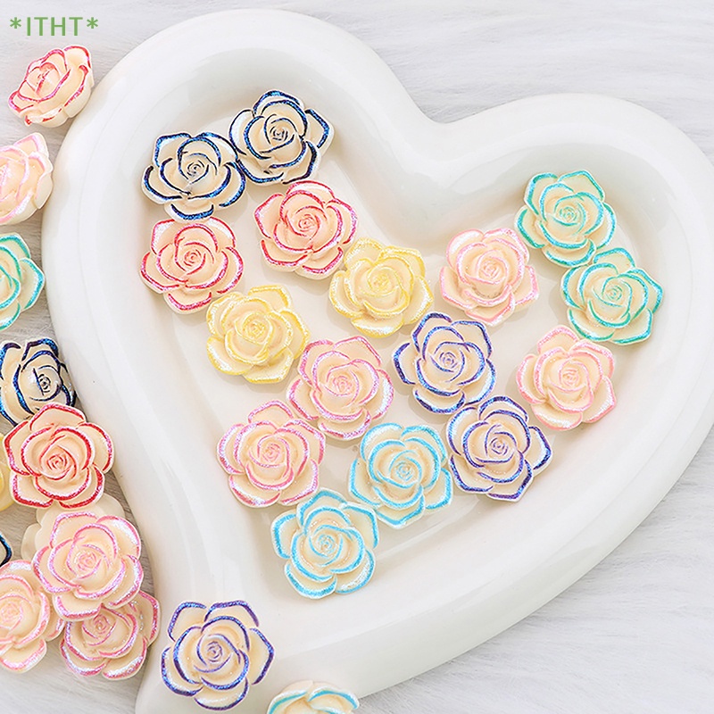 Bộ 5 Nút Áo Hình Hoa Hồng Bằng Resin Phát Quang Độc Đáo Mới