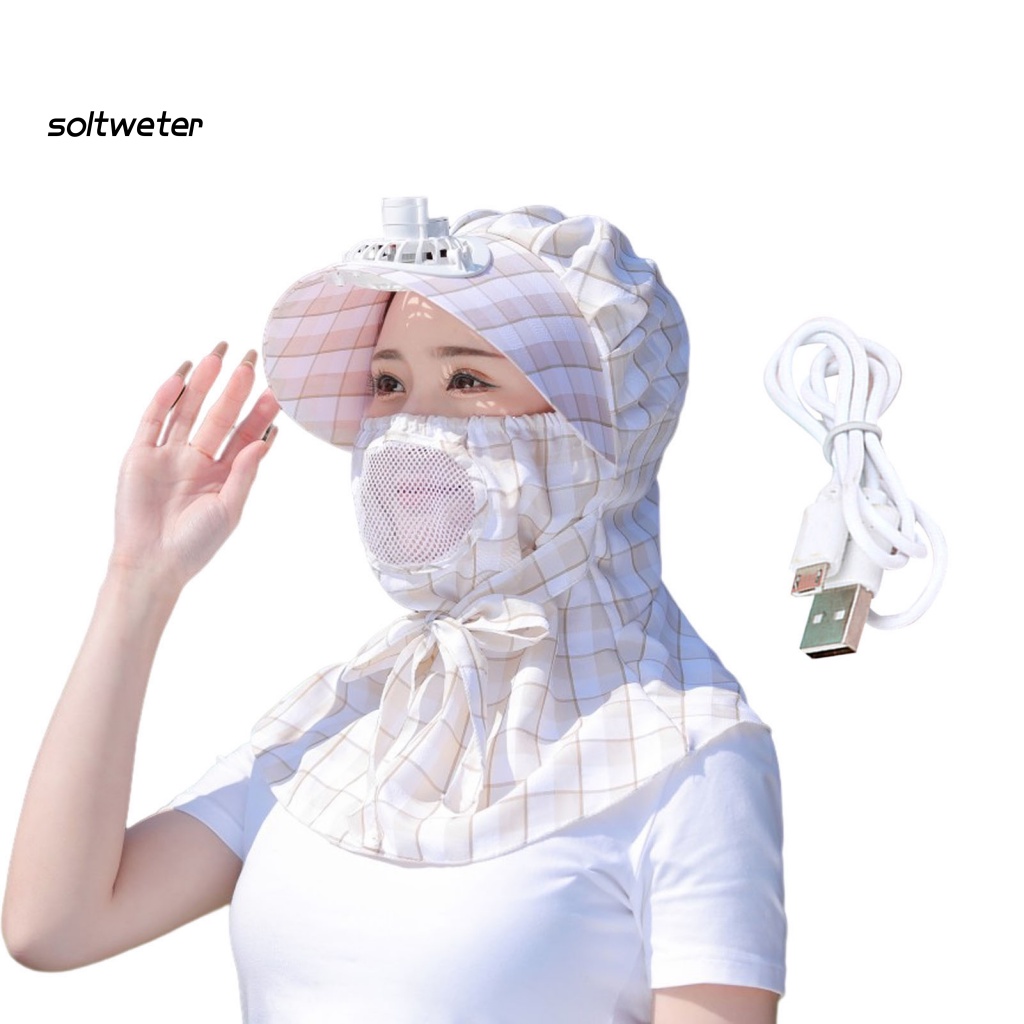 Quạt Điện Đội Đầu Thoáng Khí Chống Nắng Có Thể Sạc Lại Cho Nữ