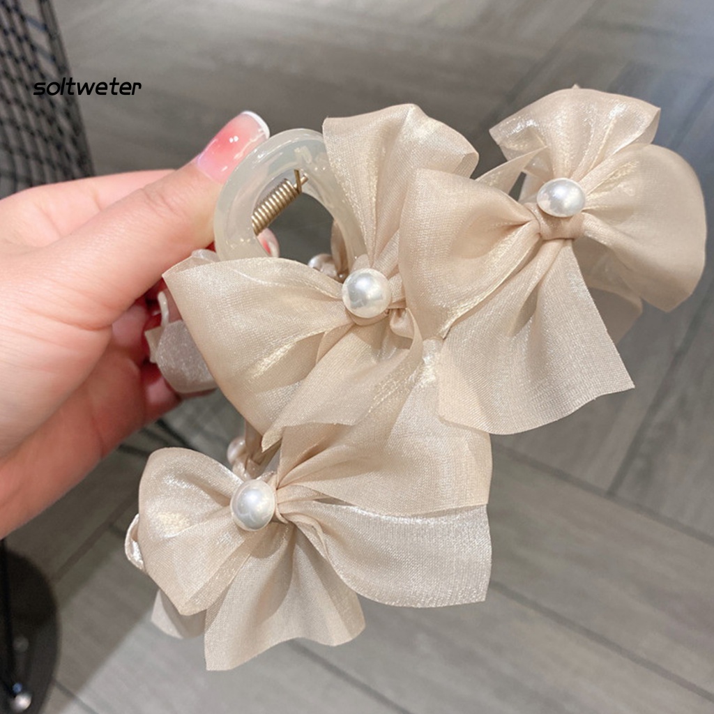 Kẹp Tóc Càng Cua Đính Ngọc Trai Giả Chống Trượt Có Răng Cưa Chéo Cỡ Lớn Thời Trang Dự Tiệc Cho Nữ