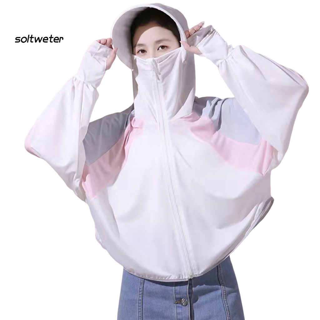 Áo Khoác Chống Nắng Tay Dài Dáng Rộng Có Khóa Kéo Vành Rộng Màu Sắc Đa Dạng