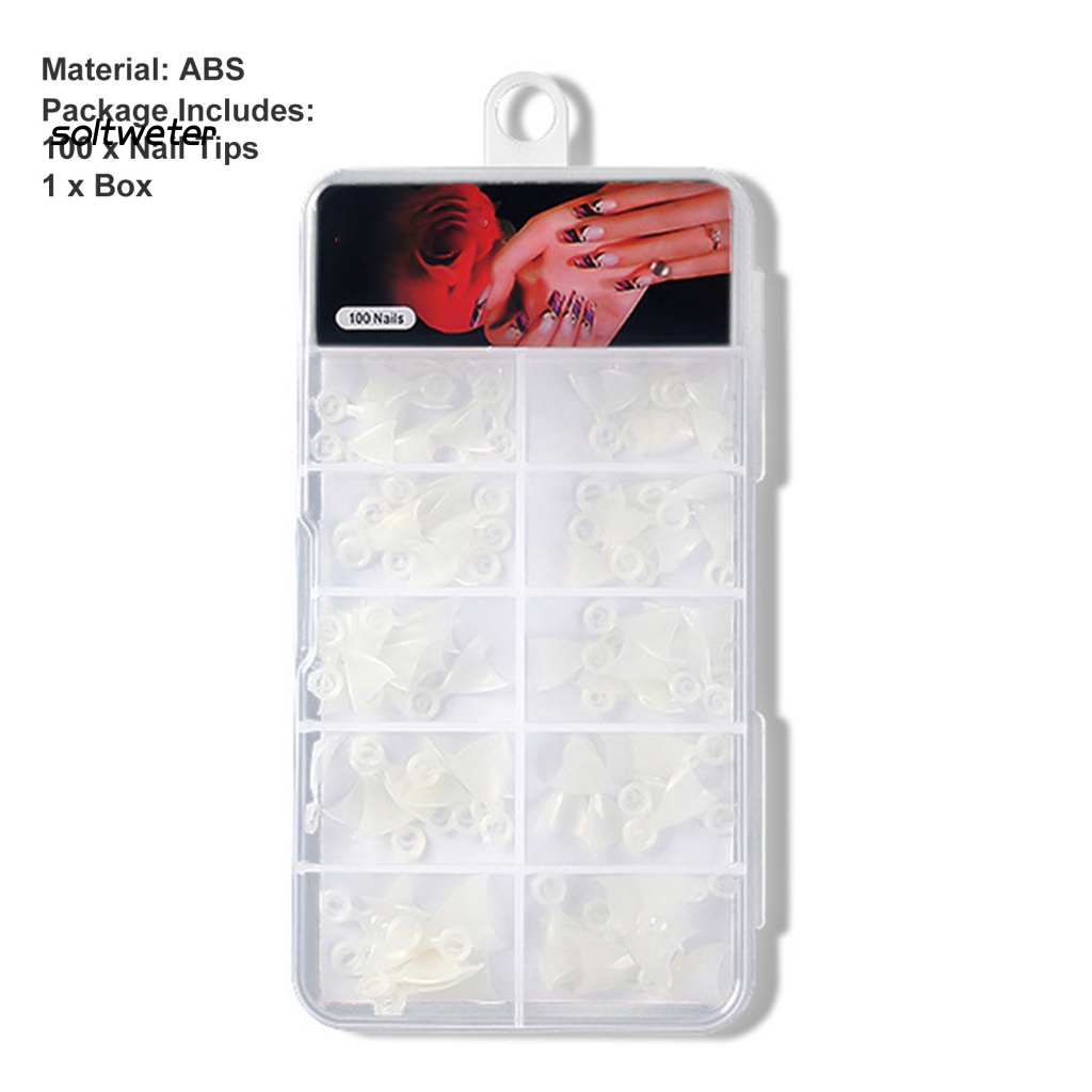 Bộ 100 Móng Tay Giả Che Phủ Nửa Đầu Nối Dài Trong Suốt Phong Cách Pháp DIY