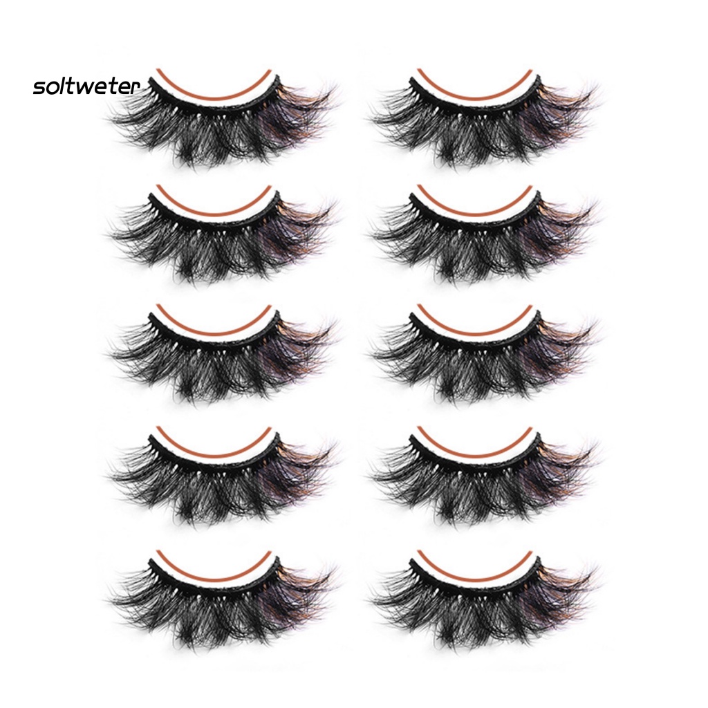 Bộ 5 Cặp Lông Mi Giả Cong Dày Tự Nhiên Màu Sắc Sống Động Dùng Hóa Trang
