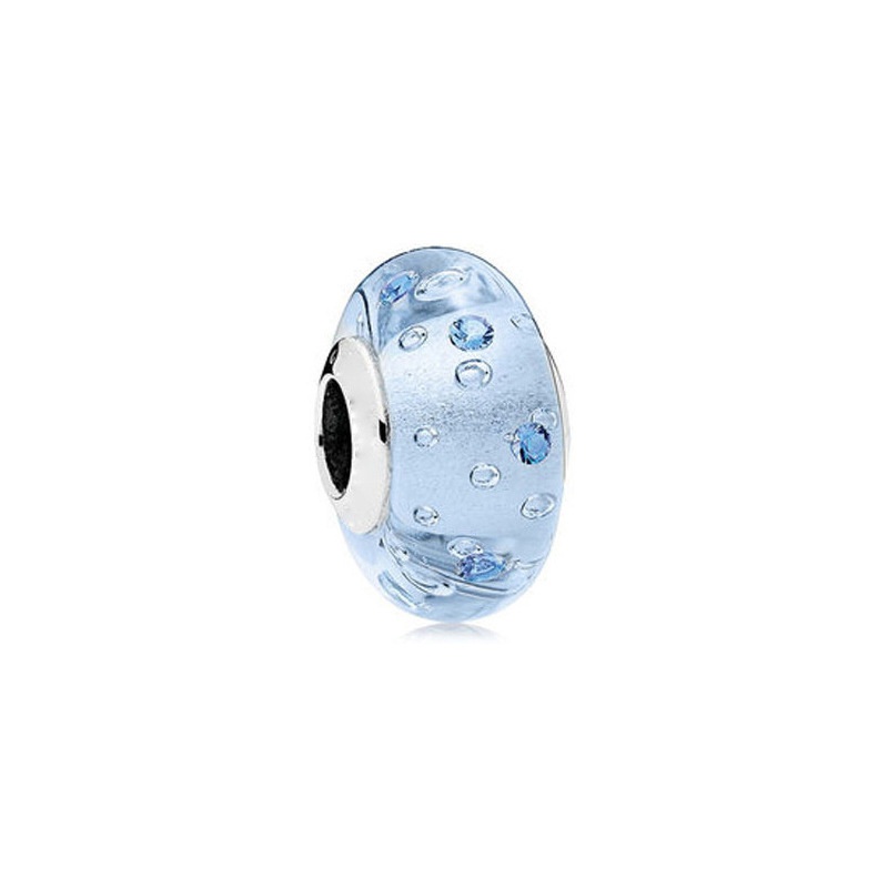 Hạt Charm Mạ Bạc 925Pandora Hình Trái Tim Mặt Kính Gợn Sóng Bằng Bạc 925