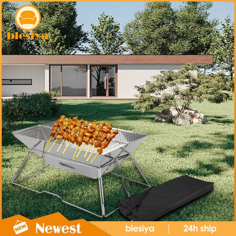 Vỉ Nướng Bbq Bằng Thép Không Gỉ Có Thể Gấp Gọn Tiện Dụng Cho Gia Đình / Đi Biển / Cắm Trại