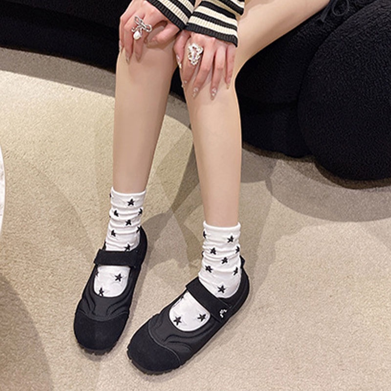 MUCHAO Giày Da Đế Dày Mũi Tròn Phong Cách Anh Quốc Cho Nữ