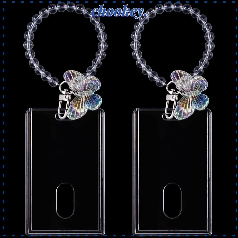 CHOOKEY Ví Đựng Thẻ Tín Dụng / Thẻ ID Bằng Acrylic Trong Suốt Họa Tiết Bươm Bướm Dễ Thương