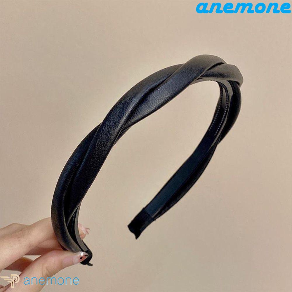 ANEMONE Băng Đô Cài Tóc Bản Rộng Co Giãn Màu Trơn Thời Trang Cho Nữ