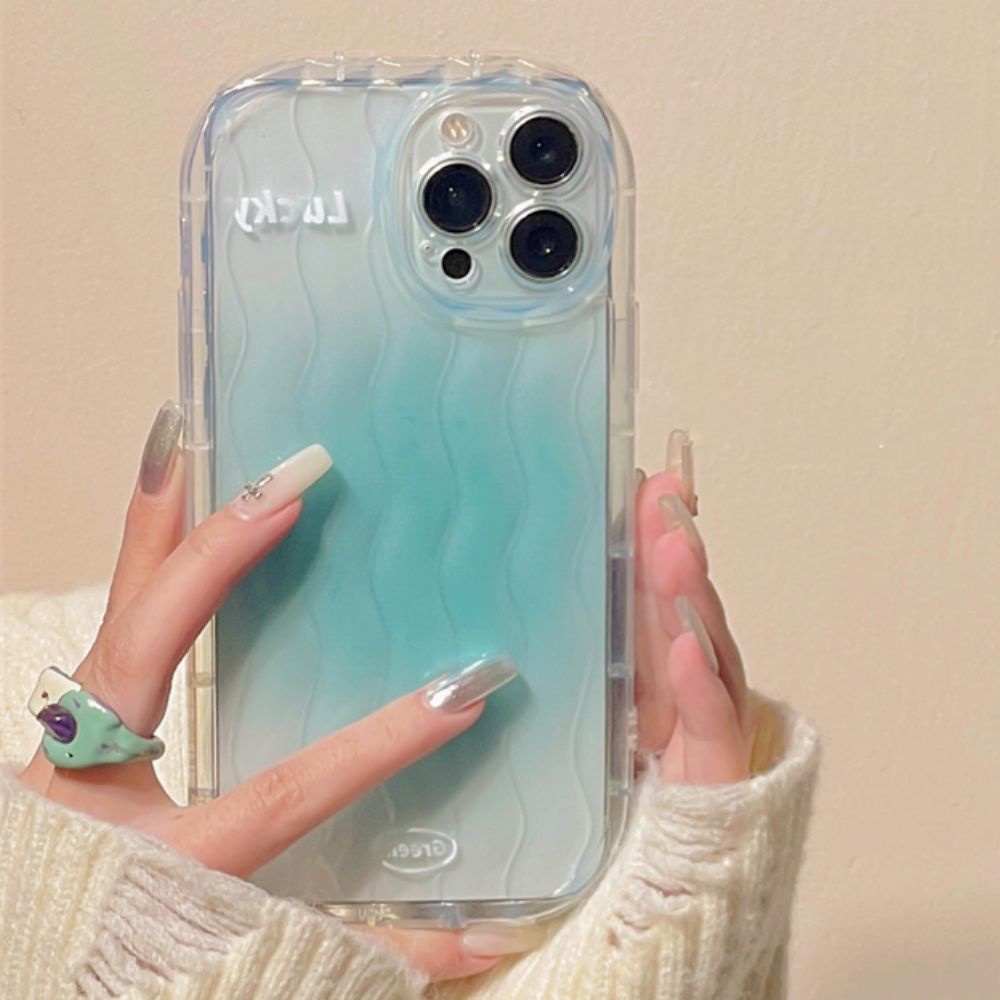 Ốp Điện Thoại TPU Mềm Trong Suốt Họa Tiết Lượn Sóng Màu Gradient Chống Trượt Cho IPhone 11 12 13 14 Pro Max