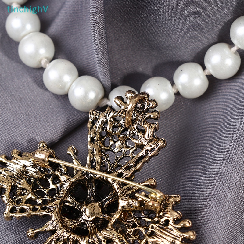 [TinchighV] Trâm Cài Áo Hình Thánh Giá Đính Đá Đỏ Phong Cách Vintage Cho Nữ [Mới]