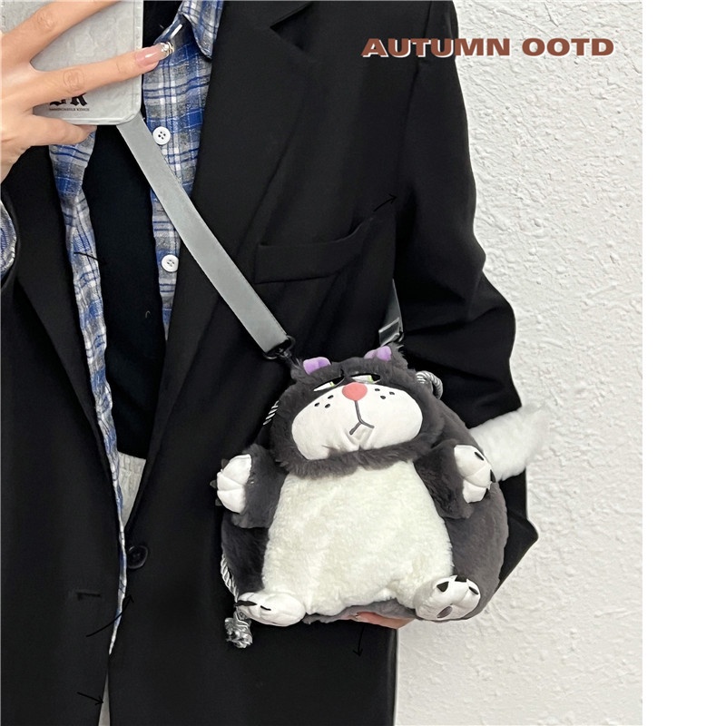 Túi Đeo Chéo Hình Mèo Hoạt Hình Nhồi Bông Dễ Thương Thời Trang 2023 Cho Nữ