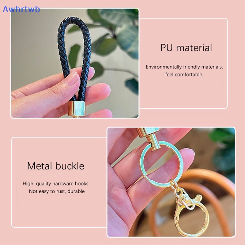 Móc Chìa Khóa Bằng Da PU Bện Nhiều Màu Sắc DIY Sáng Tạo Cho Nữ Mới
