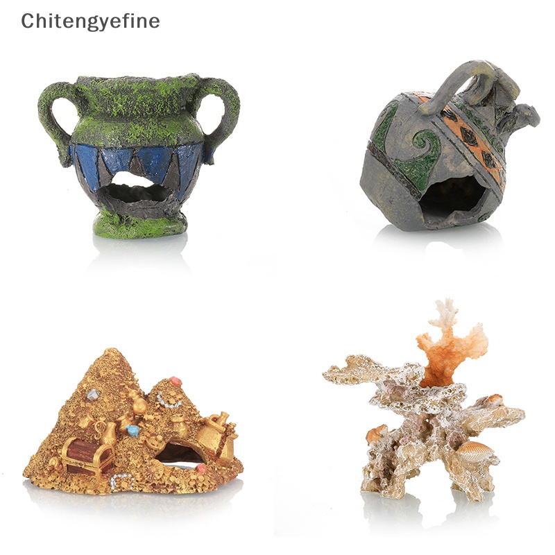 Ctye Đồ Trang Trí Bể Cá Mini Hình Ngôi Nhà Dứa Tôm Cá Hoạt Hình Bằng Nhựa Resin Trốn Tìm Được