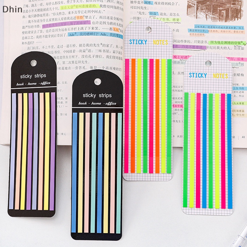 [Dhin] 160Pcs/Set Color Fluorescence Stickers Transparent Fluorescent Index Tabs Flags Sticky Note Stationery Children Gifts School Office Supplies COD