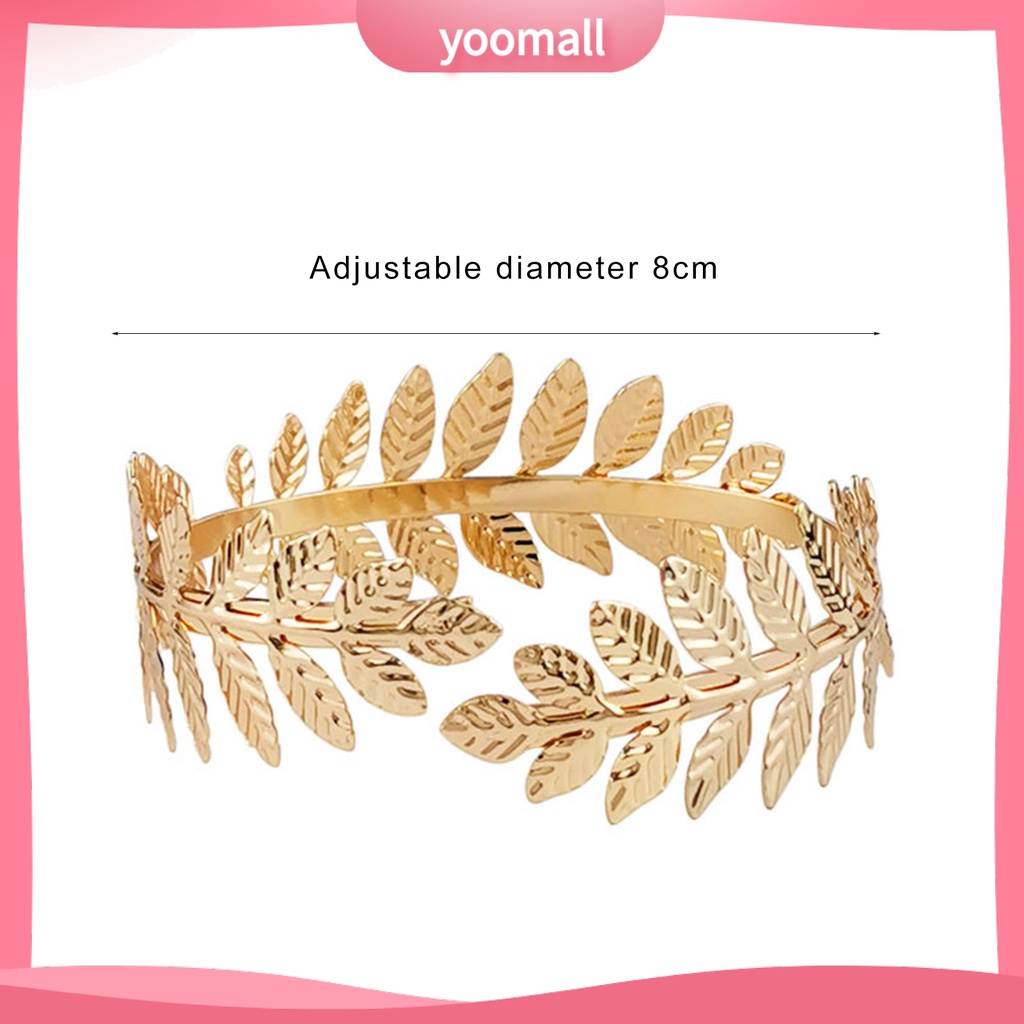 [YM] Vòng Đeo Tay Dạng Mở Tối Giản Có Thể Điều Chỉnh Hình Lá Hợp Kim Làm Quà Tặng Giáng Sinh / Ngày Cưới La Mã