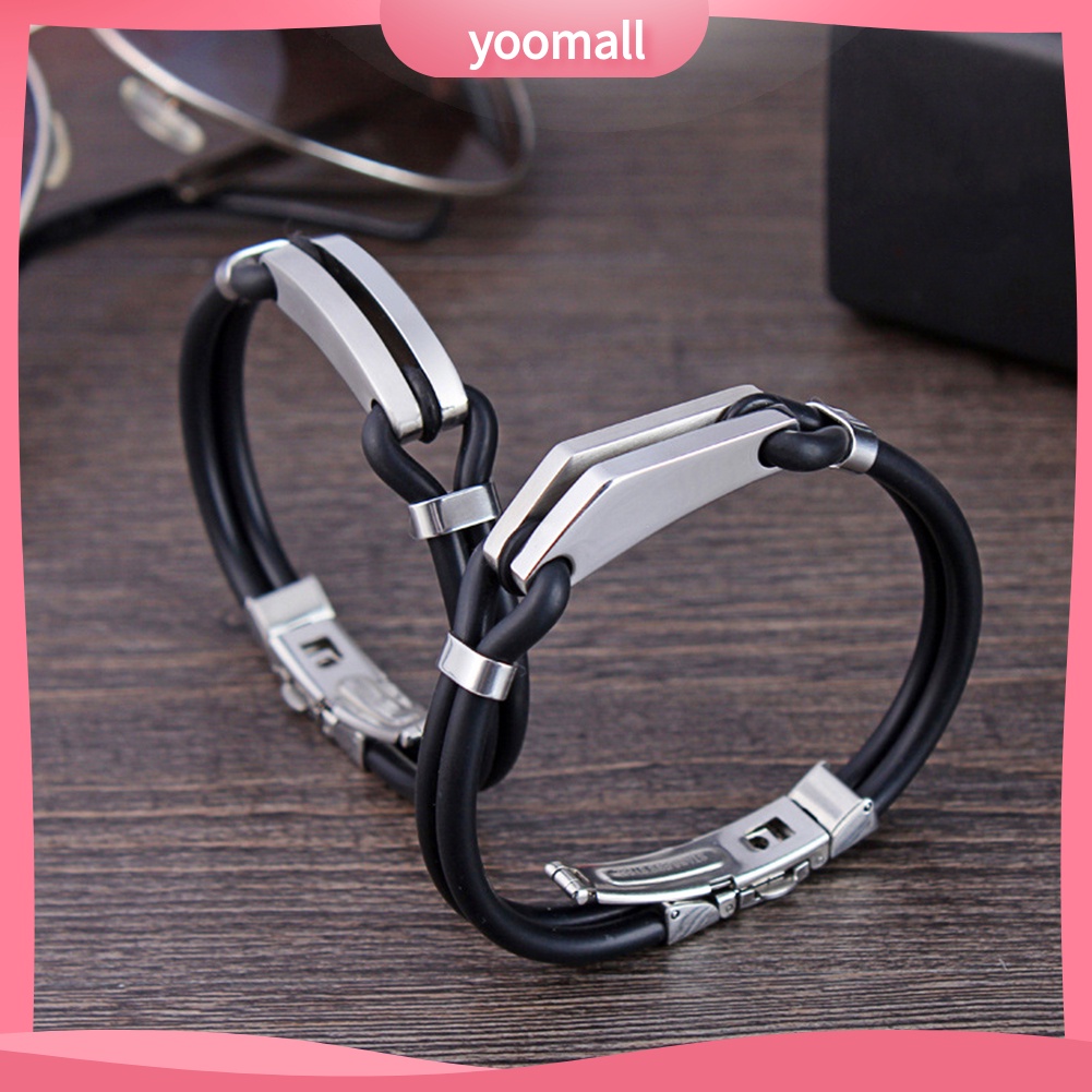 Vòng Tay Silicone Thép Titan Khắc Họa Tiết Thời Trang Cho Cặp Đôi