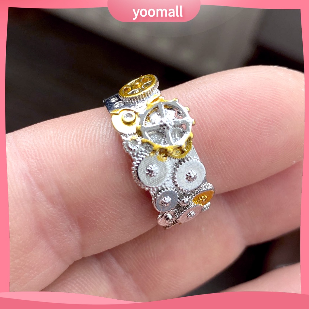 Nhẫn Hình Bánh Răng Thiết Kế Hình Học Phong Cách Vintage Dùng Làm Quà Tặng Đám Cưới