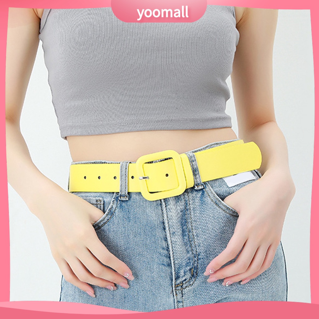 Thắt Lưng Giả Da Bản Rộng Dày Dặn Màu Trơn Chống Vỡ Có Thể Điều Chỉnh Trang Trí Quần Áo Cho Nữ