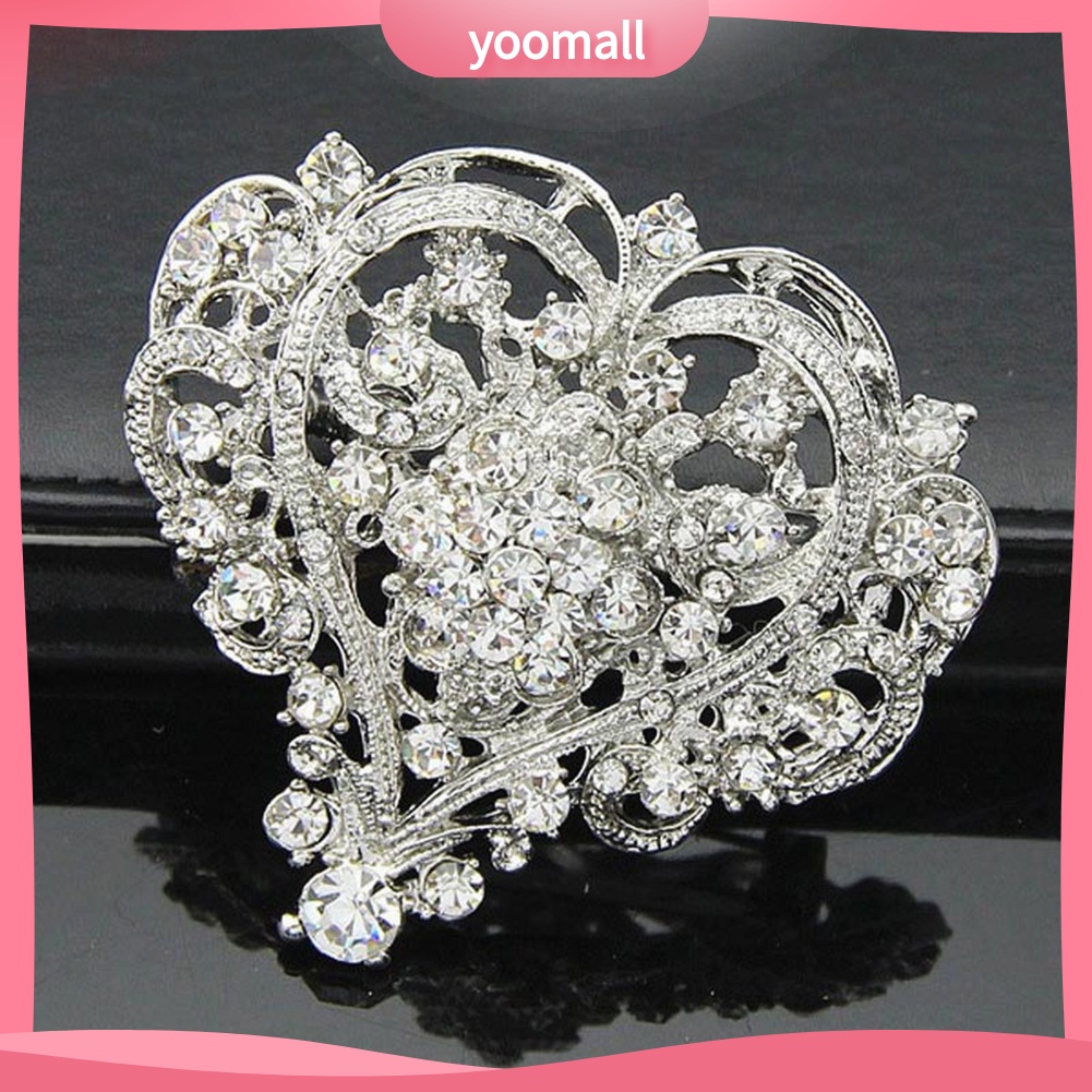 Ghim Cài Áo Hình Trái Tim Đính Đá Nhân Tạo Thời Trang