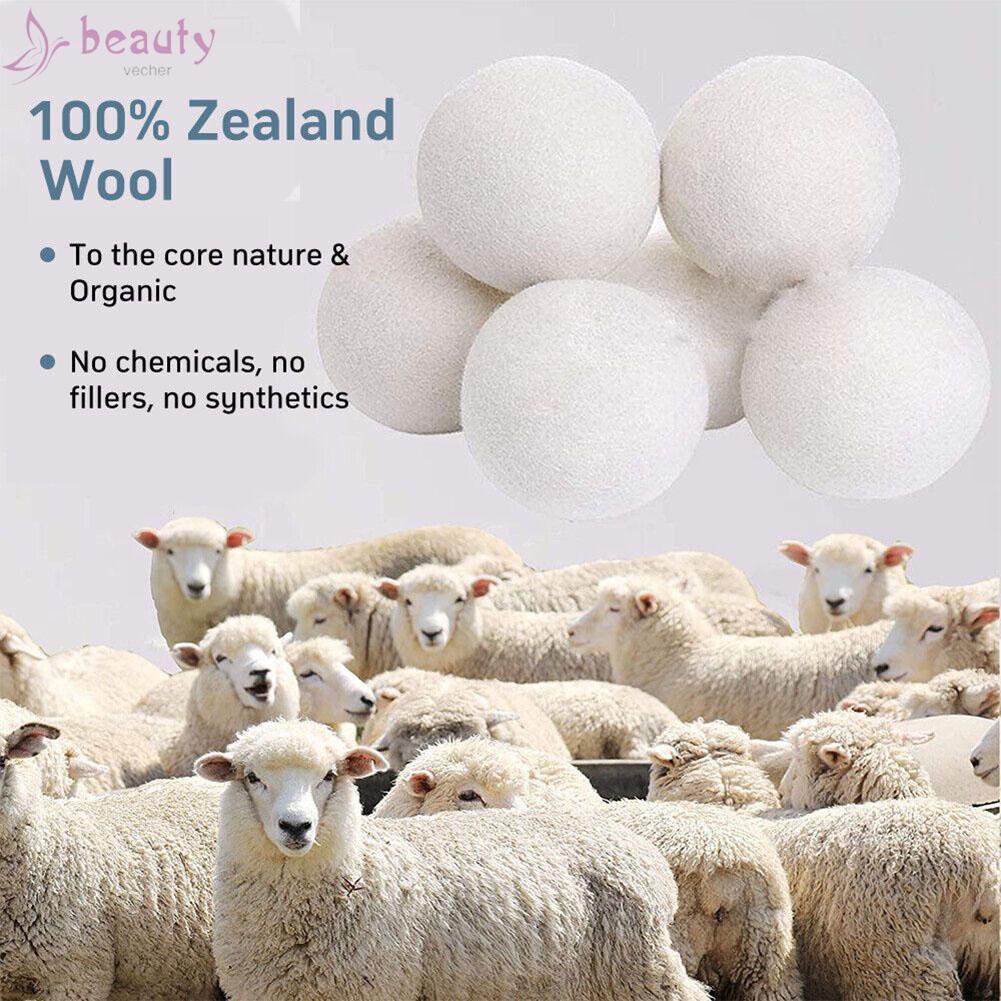 Set 6 Bóng Len Tự Nhiên 100% Làm Mềm Máy Sấy