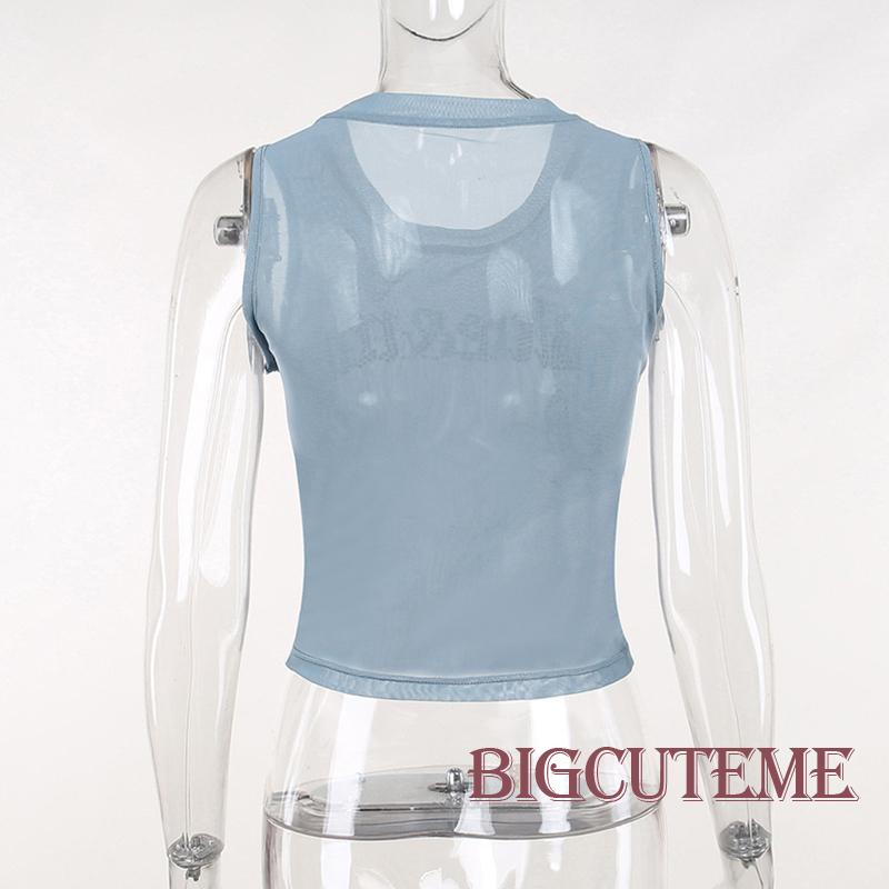 Áo Croptop Sát Nách In Chữ Đính Đá Phong Cách Đường Phố Thời Trang Mùa Hè Cho Nữ