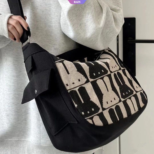Túi Đeo Chéo Vải Canvas Sức Chứa Lớn Phong Cách Hàn Quốc Mới 2023 Dễ Phối Đồ Dành Cho Học Sinh Nữ [RAIN]