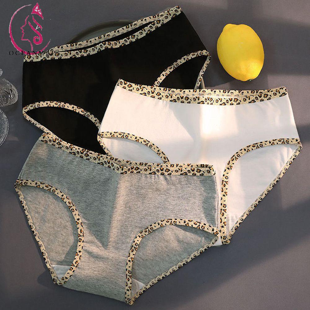 OCEANMAP Quần Lót Cotton Họa Tiết Da Báo Thoáng Khí Thoải Mái Cho Nữ